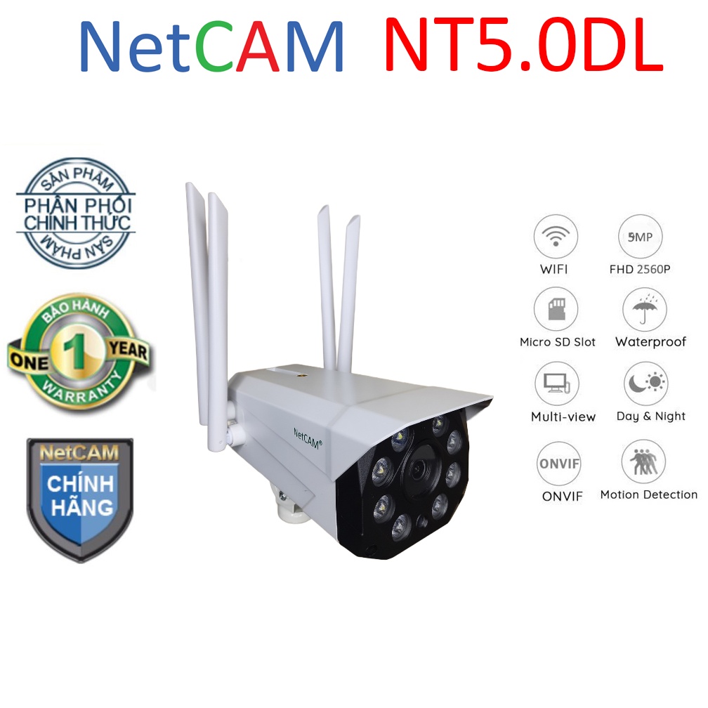 Camera giám sát IP wifi ngoài trời NetCAM NT5.0DL 5MP - Hãng Phân Phối Chính Thức