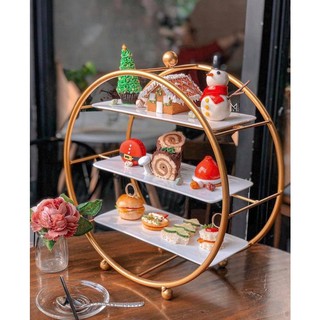 Khay bánh 3 tầng hình tròn kệ bánh để bàn gallery, bàn tiệc KB039