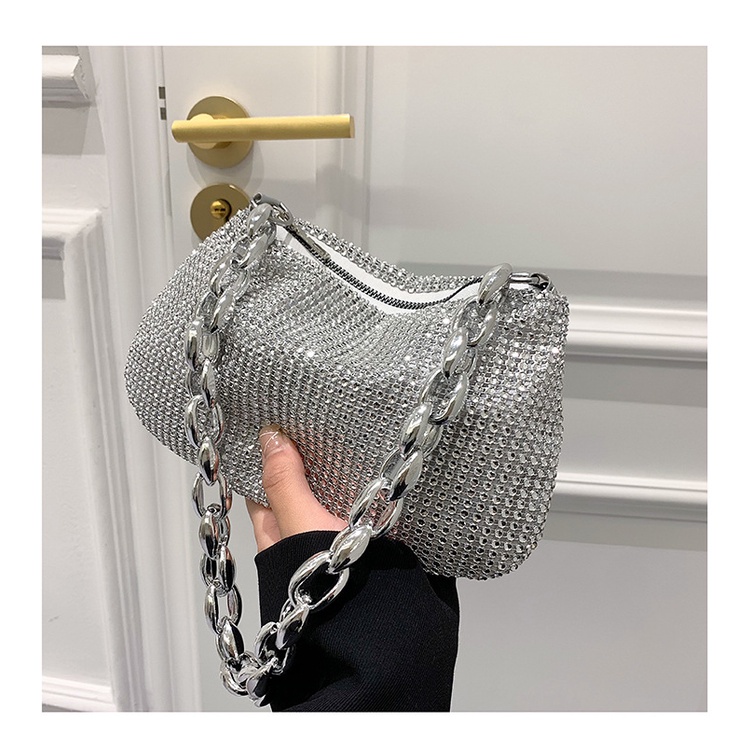 CHIC JOY♥Túi đeo sát nách một vai nữ xu hướng thời trang thiết kế đơn giản túi xách đính đá lấp lánh