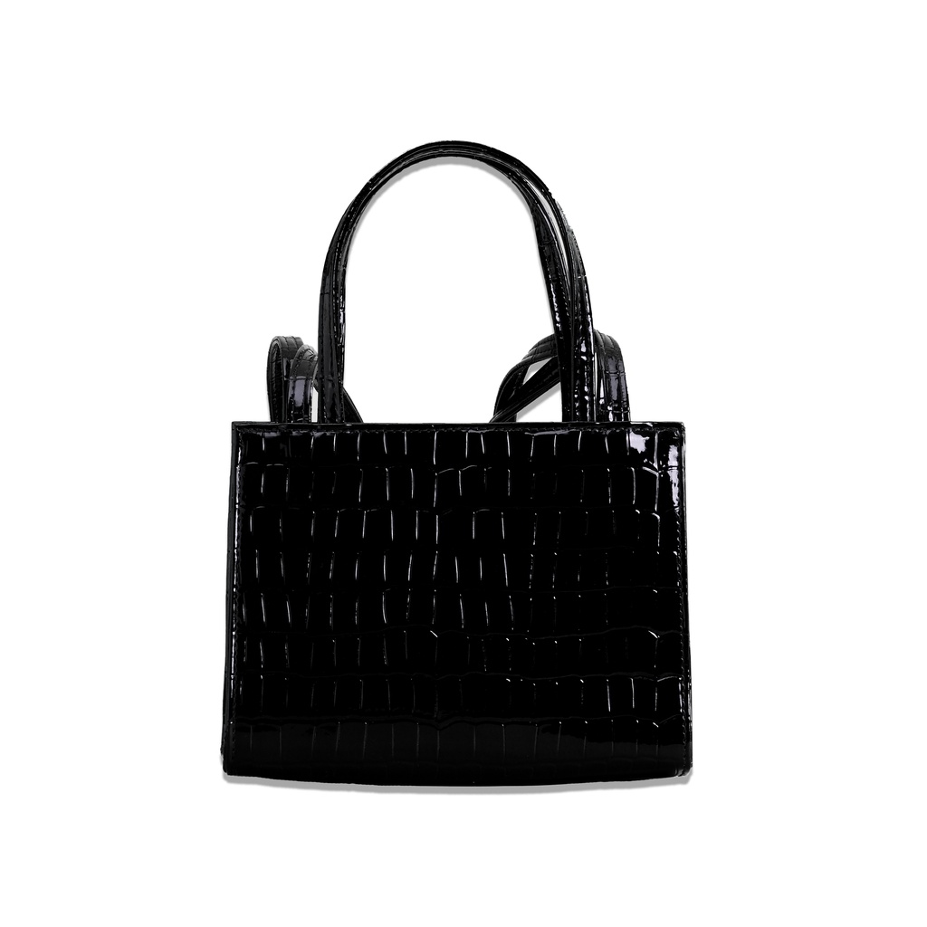 Túi đeo chéo Mini Spoiled quai cầm Da cao cấp chính hãng full box - Đen dập vân