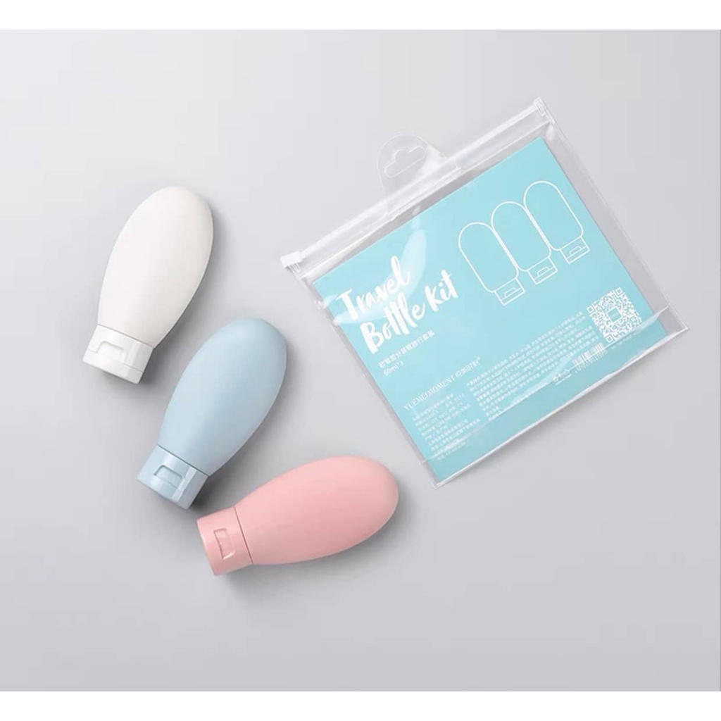 Lọ chiết mỹ phẩm, dầu gội, sữa tắm mang đi du lịch siêu tiện lợi kèm túi zip dung tích 60ml