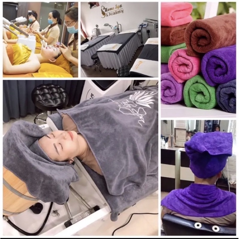 Khăn gội đầu, quấn đầu loại DÀY, siêu thấm nước cho spa và salon tóc, kt 35*75cm | Có video thực tế