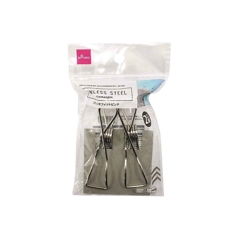 Daiso Kẹp Phơi Quần Áo 10X3X5Cm (Cái) Stainless Steel Fit Clothespin -2Pcs