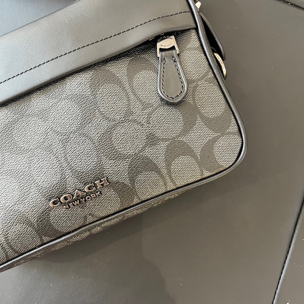 *CHÍNH HÃNG* Túi đeo chéo COACH GRAHAM CROSSBODY IN SIGNATURE CANVAS MÀU ĐEN XÁM - CODE: C4149