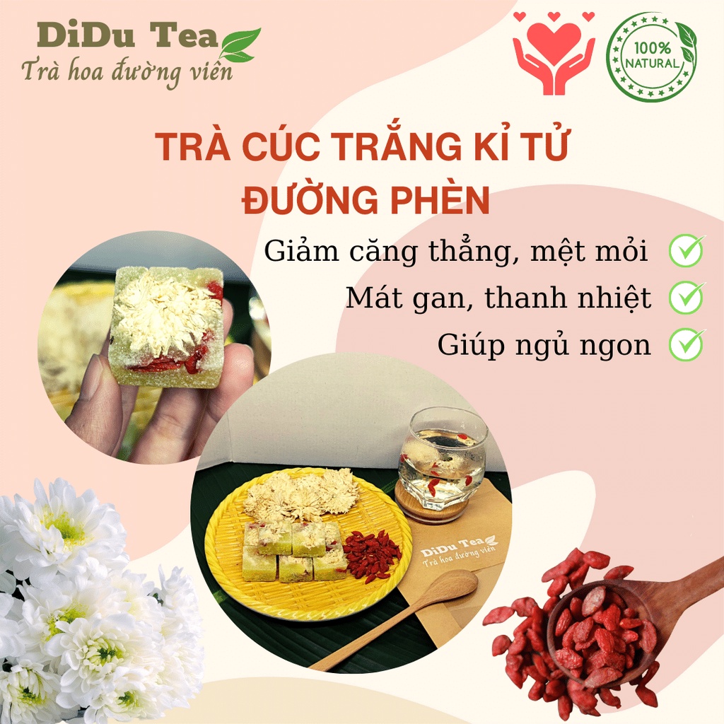 Trà cúc trắng kỉ tử đường phèn Didu Tea 1 túi 500gr gồm 24 viên