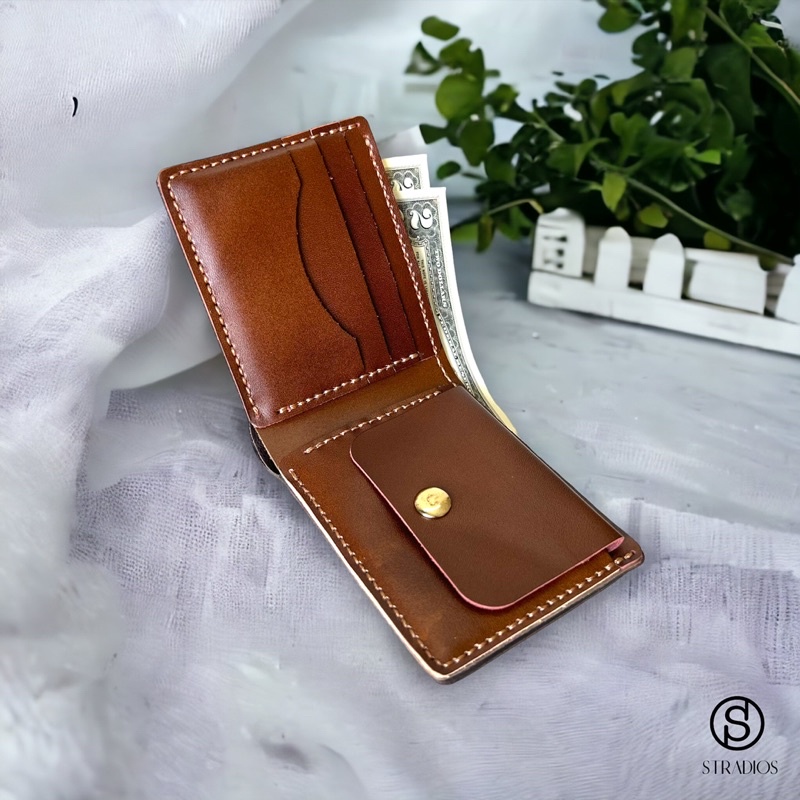 Ví Da Nam Stradios Phong Cách Thêu Tay Vintage Ví Da Bò Pullup Cao Cấp Màu Nâu