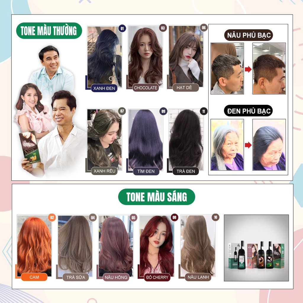 Dầu gội nhuộm tóc phủ bạc Sin hair chính hãng nhật bản 500ml,thuốc nhuộm tóc nâu đen thảo mộc nhân sâm tự nhiên