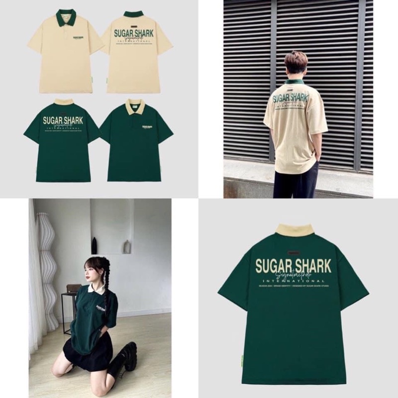 Áo Polo Phối Cổ SUGAP Cực Chất Tay Lỡ From Rộng Nam Nữ