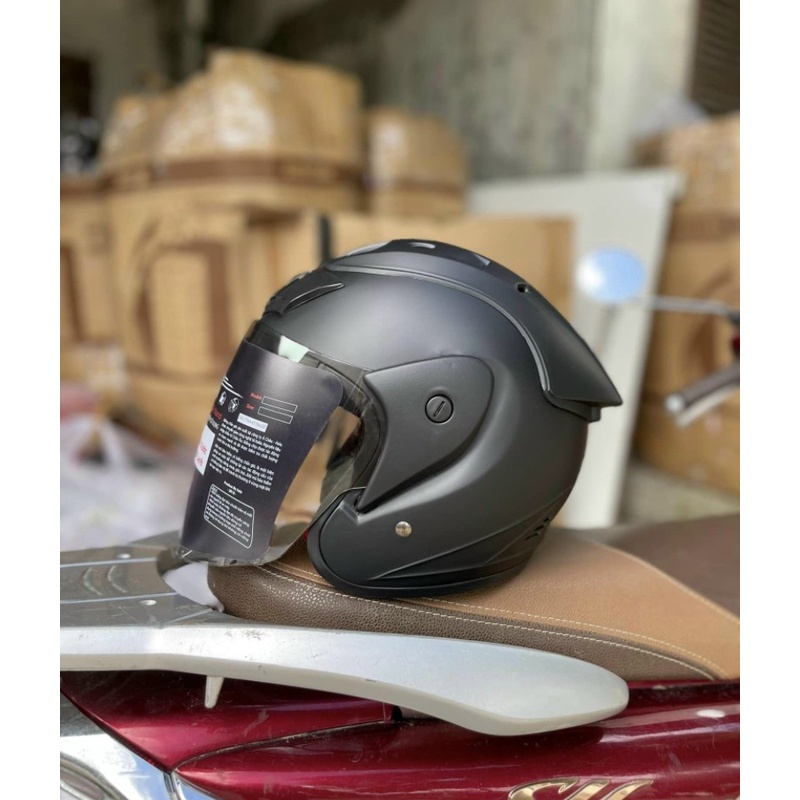 Mũ Bảo Hiểm Asia Có Kính MT115 - Đen Kính Khói .