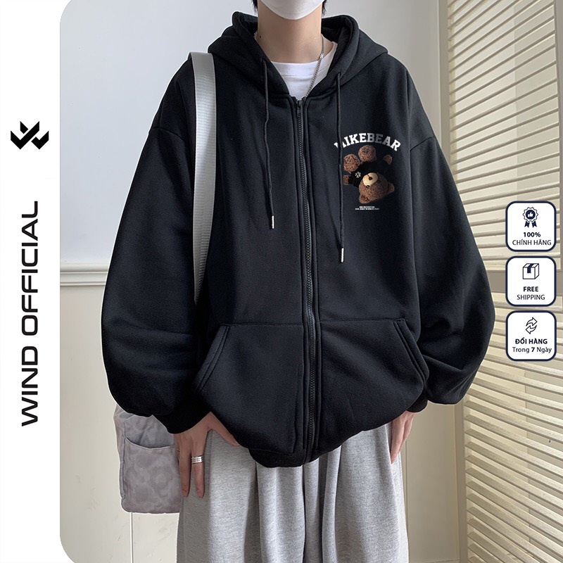 Áo khoác nỉ Zip form rộng WIIS unisex nỉ bông MIKE thời trang nam nữ oversize ulzzang