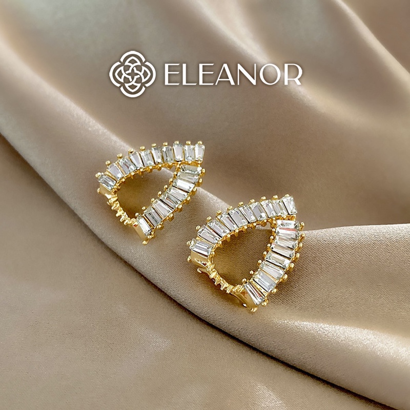 Bông tai nữ chuôi bạc 925 Eleanor Accessories hình tam giác đính đá phụ kiện trang sức 5456