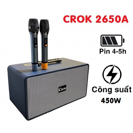 Loa xách tay karaoke Crok 2650A - Loa karaoke di động Crok 2650A