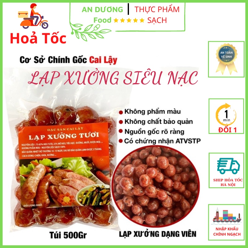 Lạp Xưởng Tươi Siêu Nạc Lạp Xưởng Hồ Lô, lạp sườn truyền thống 500gr adf