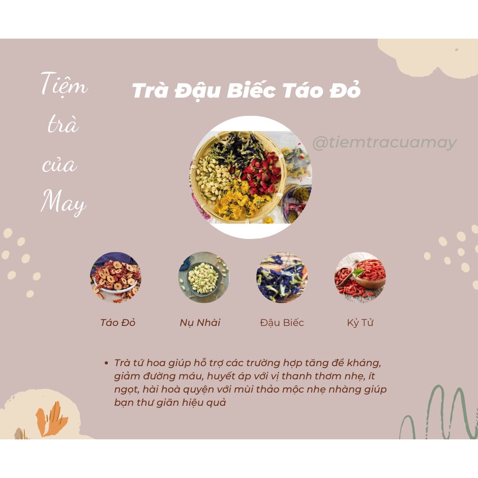 Trà đậu biếc táo đỏ gói lẻ