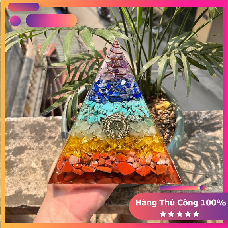 Kim Tự Tháp Năng Lượng - Đá Năng Lượng Orgonite - Mẫu Kim Tự Tháp Thiền Định 7 Màu Luân Xa - Kim Tự Tháp Ngũ Hành