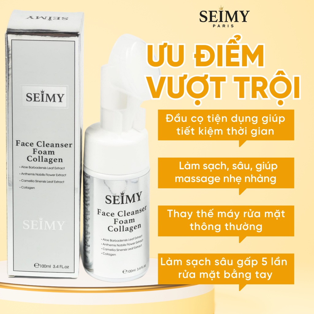 Sữa rửa mặt đầu cọ tạo bọt - Face Cleanser Foam Collagen - đầu cọ tiện lợi, sạch sẽ, giảm mụn cám, thu nhỏ chân lông