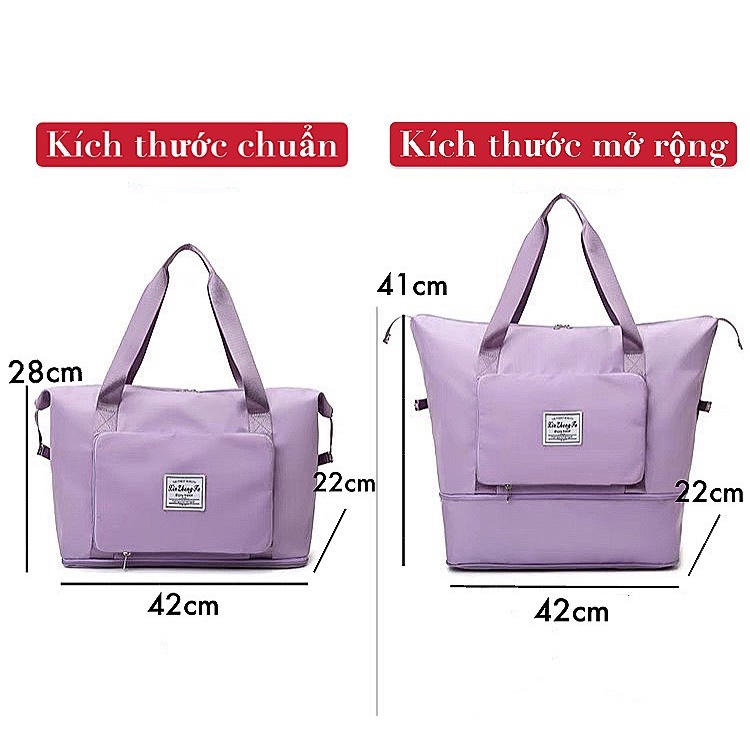 Túi du lịch gấp gọn 2 tầng có ngăn chứa máy tính bảng đa năng và quai cài valy tiện lợi