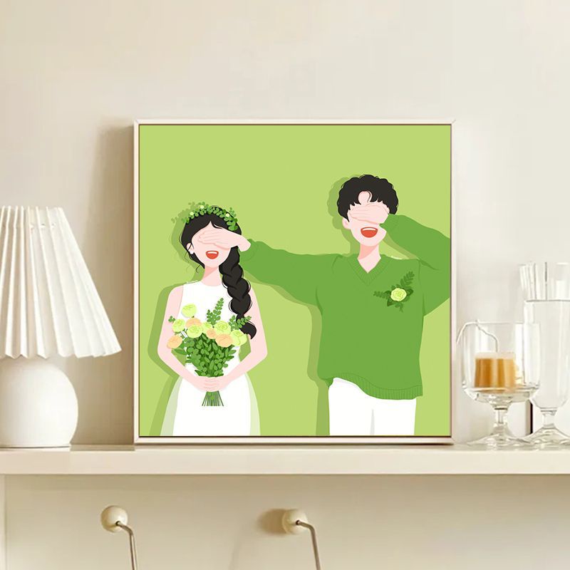 Tranh Tô Màu Sơn Dầu Cặp Đôi 30x30cm Qùa Tặng Bạn Trai Bạn Gái Ngọt Ngào Gắn Kết Treo Tường Phòng Khách Phòng Ngủ