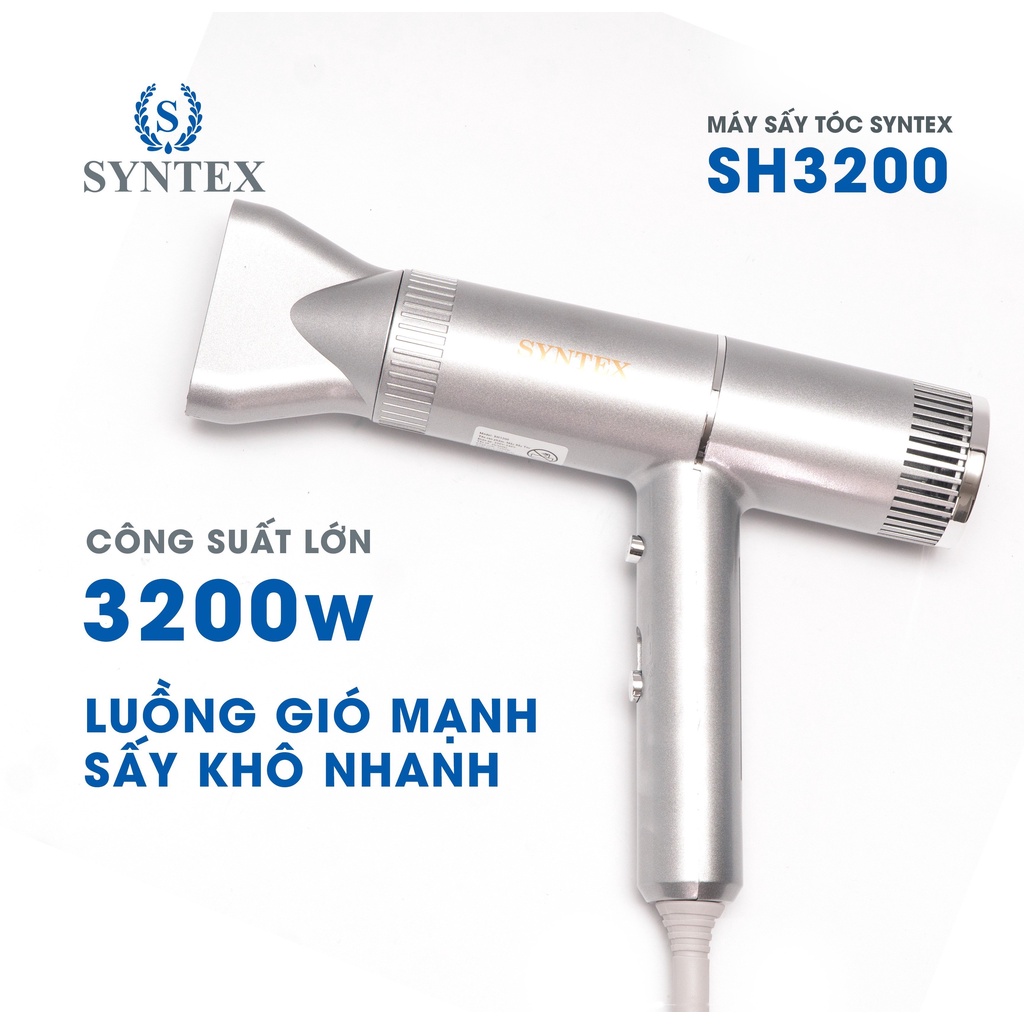 Máy sấy tóc cao cấp Syntex SH3200 công suất MẠNH MẼ 3200W, Máy êm - Sấy tạo kiểu tóc chuyên nghiệp