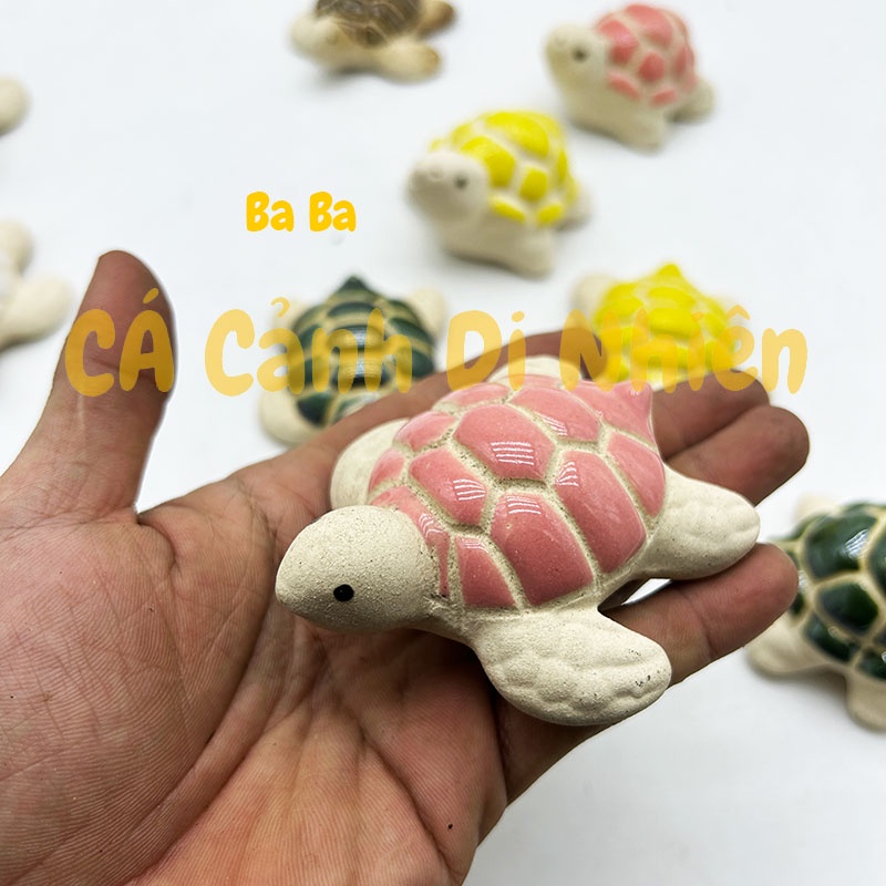 Rùa Baba bằng gốm tráng men làm tiểu cảnh trang trí cho hồ cá size 8 cm