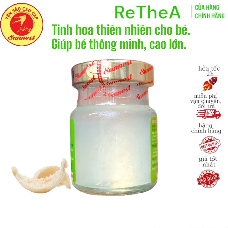 Yến sào cho bé Sunnest 25 % yến, giải pháp giúp bé ăn ngon, thông minh, cao lớn. Hộp 6 lọ x 70ml