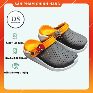 Dép sục cross literide màu xám cam cho bé trai bé gái siêu êm chân, chống trơn trượt bảo vệ ngón chân