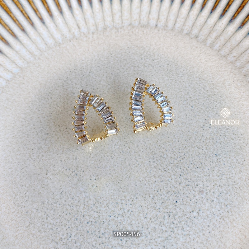 Bông tai nữ chuôi bạc 925 Eleanor Accessories hình tam giác đính đá phụ kiện trang sức 5456