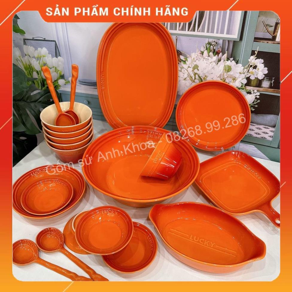 Siêu Sale - Bát Đĩa Gốm Sứ Decor, Bát Ăn Cơm, Bát Ăn Chè, Chén Dĩa Dễ Thương Bộ Bát Đĩa Màu Cam của Le Creusett