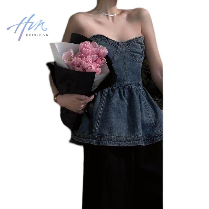 Áo Ống Denim Không Tay Thời Trang Cá Tính Cho Nữ