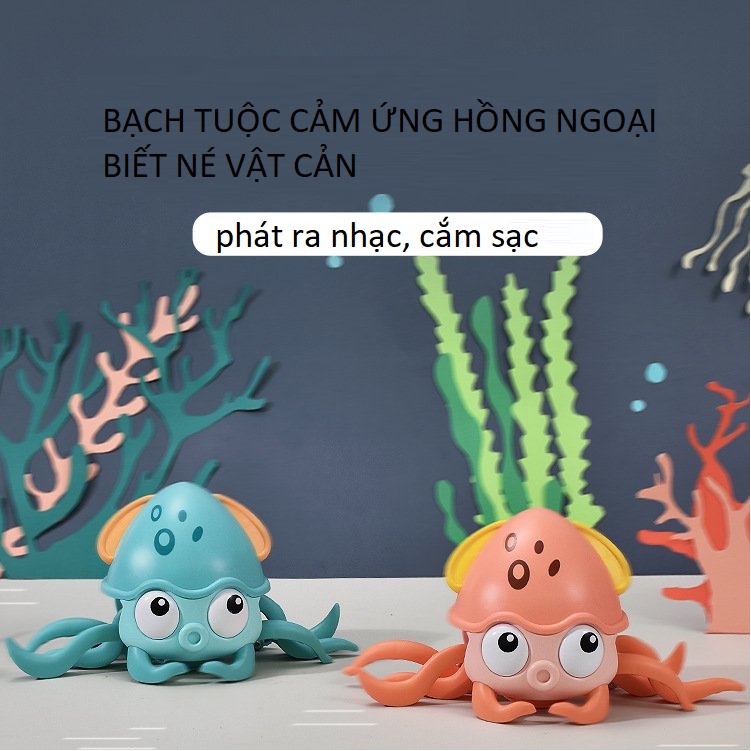Đồ chơi con cua điện Douyin lưới màu đỏ có thể sạc lại âm thanh và ánh sáng cảm ứng cho trẻ em bạch tuộc tự động tránh c