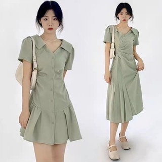 Yoyo dress_ đầm sơmi nút lệch dáng dài huol.oi