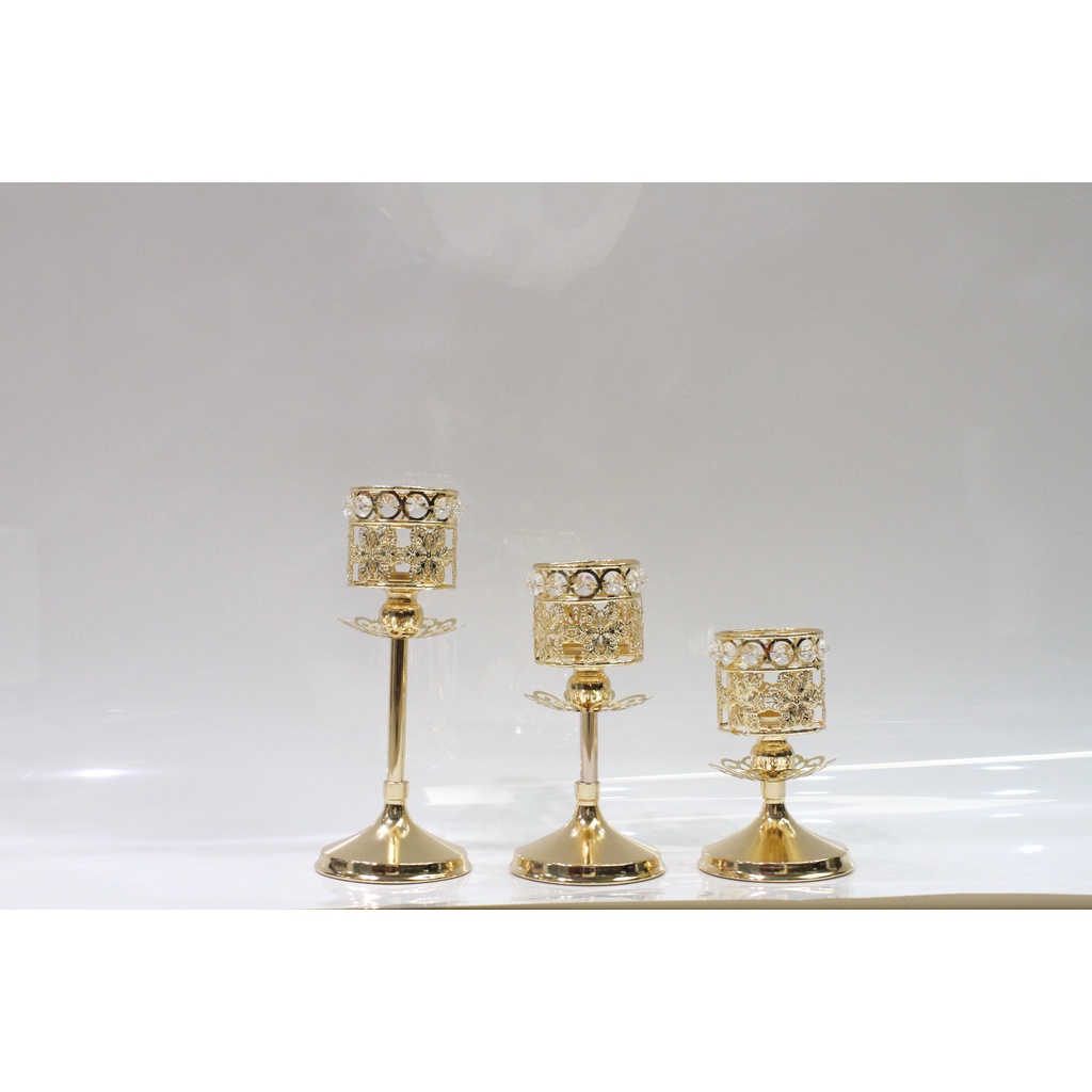 🌸 Bộ 3 Chân Nến Hoa Đính Đá - CN182 🌸