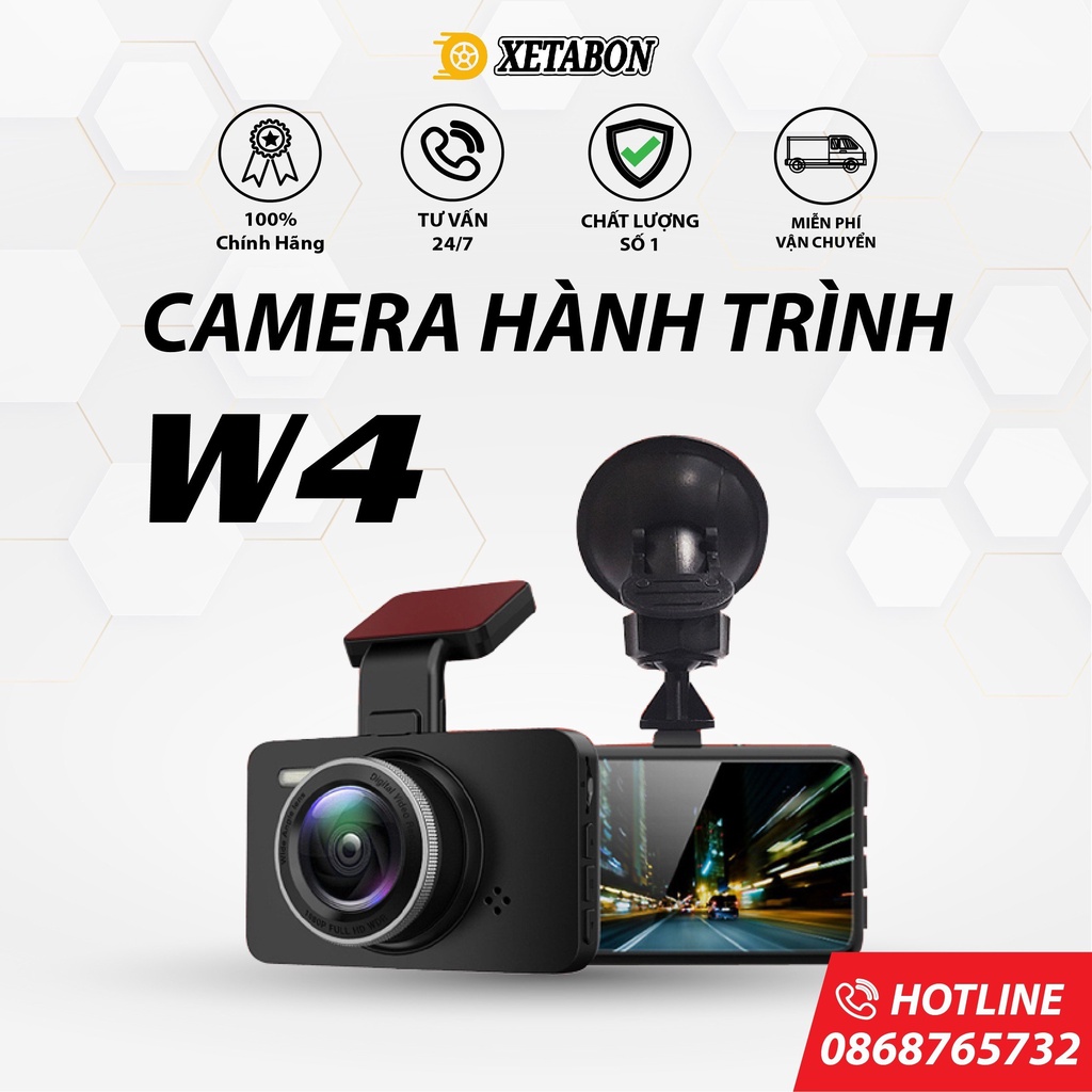 Camera hành trình ô tô W4 XETABON Full HD 1440p camera 2 chiều góc quay rộng, ghi hình kép .Bảo hành 12 tháng