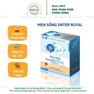 Men sống ENTER ROYAL hỗ trợ tiêu hóa, táo bón đầy bụng tiêu chảy biếng ăn kích thích ăn ngon Hộp 20 ống