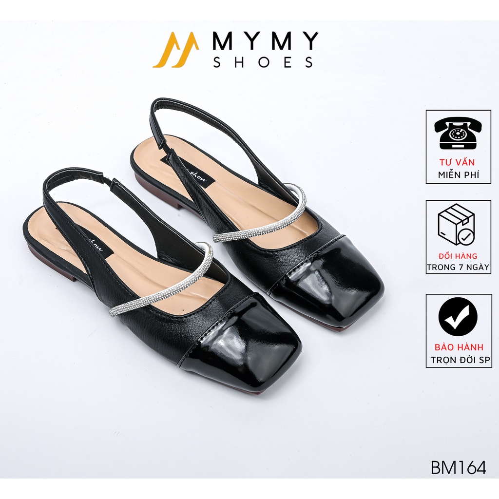 Giày bệt nữ Mymy shoes BM164 quai chun màu đen, màu trắng