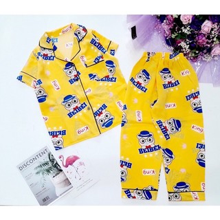 (15-45kg)bộ pijama lụa mango tay cộc bé trai , bé gái