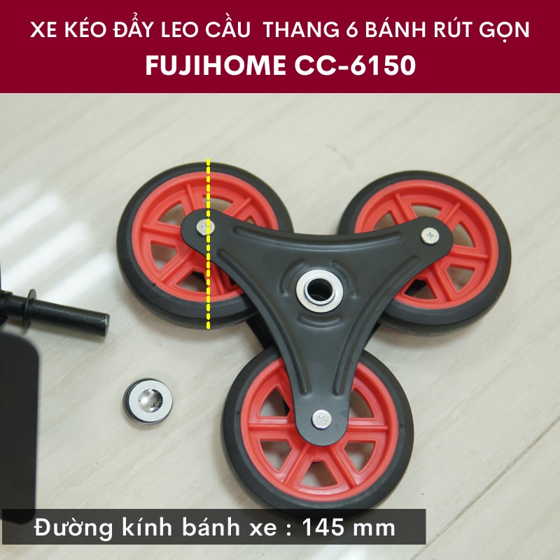 Xe kéo đẩy leo cầu thang 6 bánh rút gọn FUJIHOME CC-6150 tải trọng 150kg - Công nghệ Nhật Bản