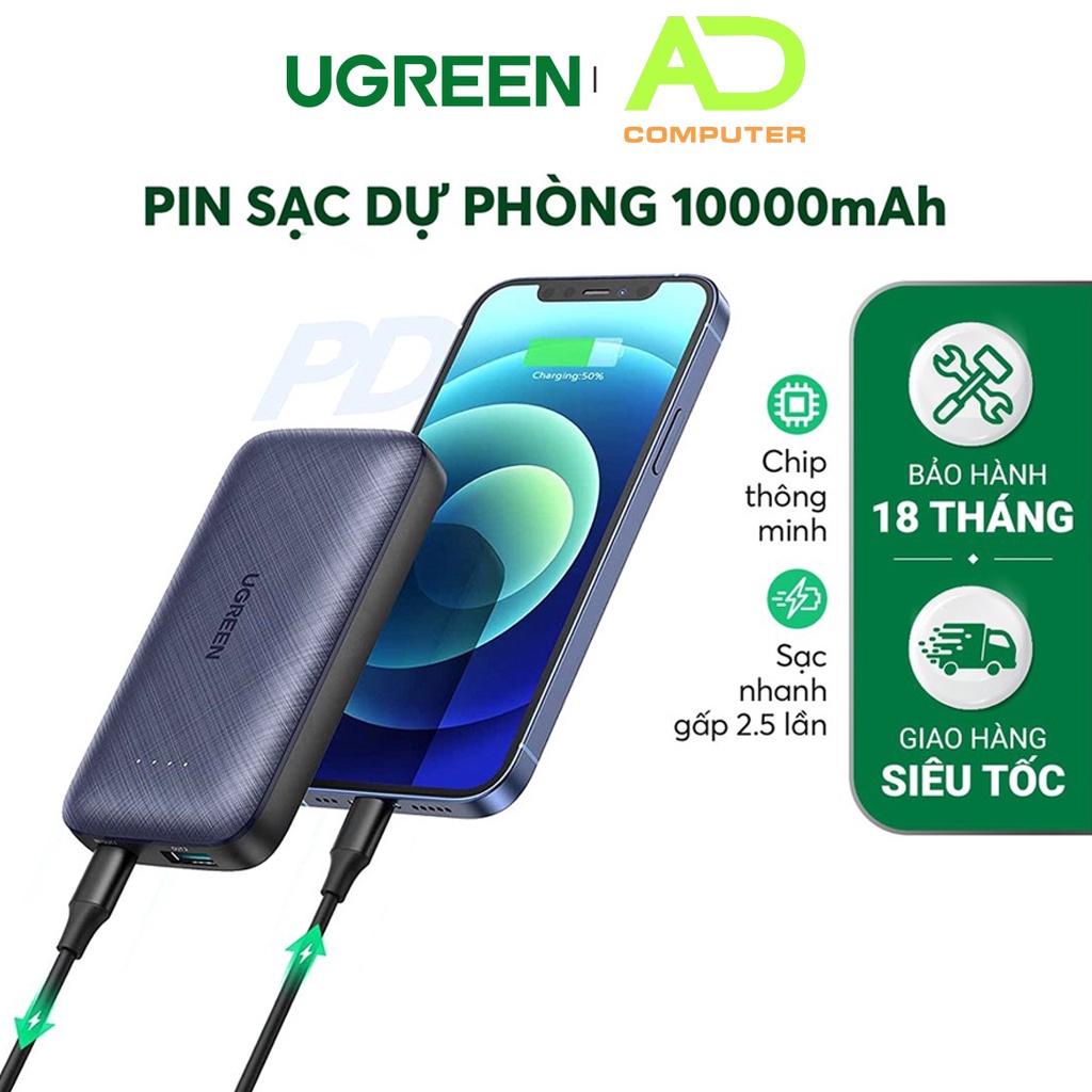 Sạc dự phòng Mini 10000mAh UGREEN PB178 80749