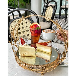 🍰 Giỏ Bánh Gương 1 Tầng Hoa Lá 🍰 (ảnh video thật khách của shop) - KBLC014