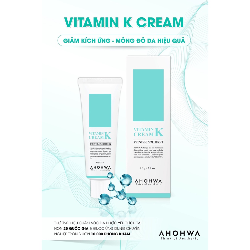 Kem dưỡng AHOHWA Vitamin K Cream chuyên biệt cho da mỏng đỏ, giãn mão mạch (30ml)