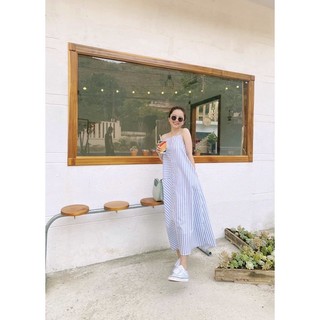 ĐẦM MAXI SỌC CỔ YẾM (KÈM VIDEO HÌNH THẬT)