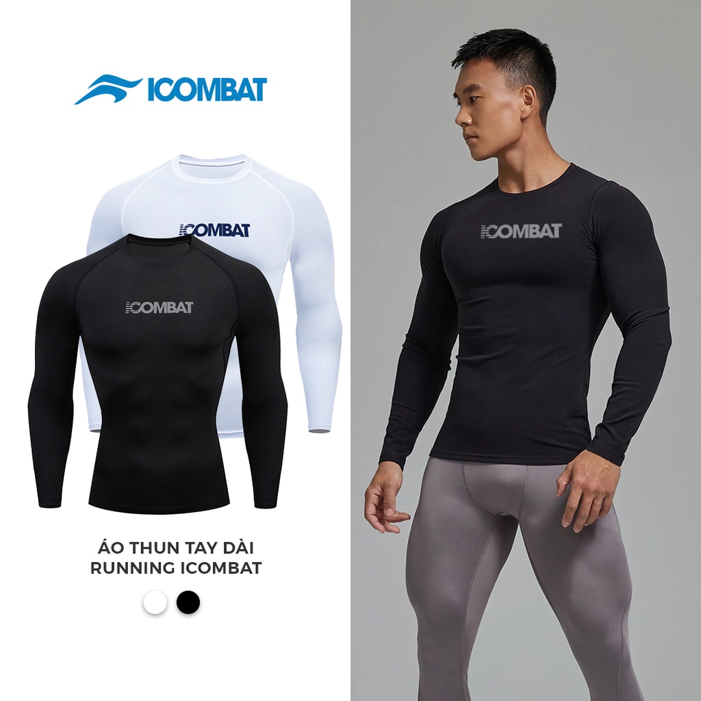 Áo thun tay dài ICOMBAT áo giữ nhiệt nam thể thao vải Coolmax co giãn 4 chiều
