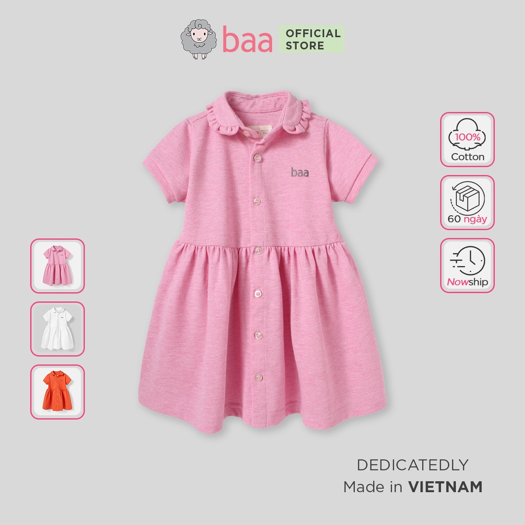 Đầm bé gái cotton ép logo baa, váy polo cho bé gái cổ sen từ 1 tuổi - 7 tuổi Baa Baby - B-GT-AD04N-05