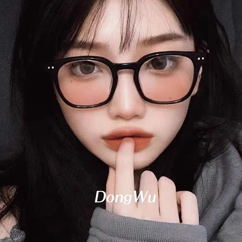 Kính râm cận thị màu nâu gọng đen mới hợp thời trang nam G chống tia cực tím M cùng phong cách lưới retro đỏ ins nữ mùa