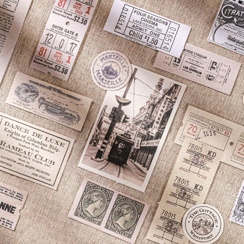Set 50 tờ giấy Vintage trang trí album ảnh