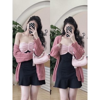 Váy body ngắn cúp ngực phối nơ
