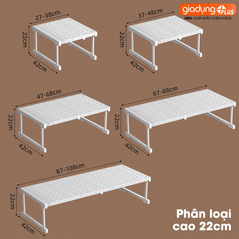 Kệ chia ngăn tủ quần áo, phân chia tủ bếp nhựa PP thiết kế đa năng tiện lợi co giãn, có chân đứng LAZYDO