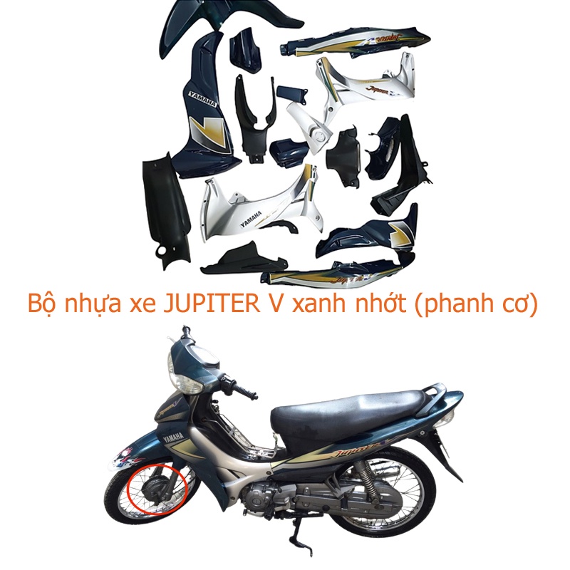 Bộ dàn áo JUPITER V - màu XANH NHỚT  Loại phanh Cơ, nhựa nguyên sinh ABS