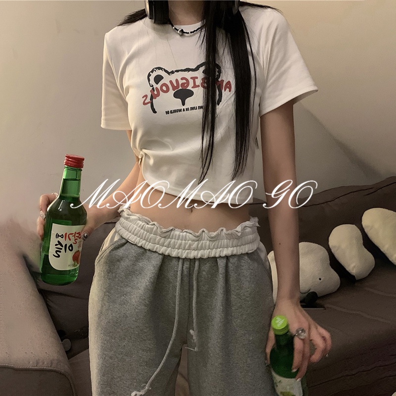 Maomao GO Ins Áo Thun Tay Ngắn Phong Cách Hàn Quốc Mới Cho Nữ