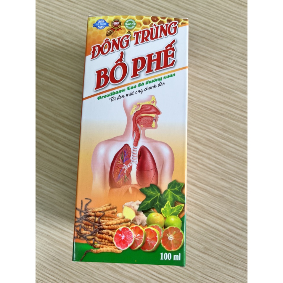 Siro Đông trùng bổ phế chứa Chanh Đào Mật Ong giảm ho, đờm, rát họng